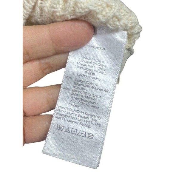 Madewell Ardmore Ruffle-Cuff Pullover Sweater Size Small Ivory Wool Blend‎ - Picture 10 of 13